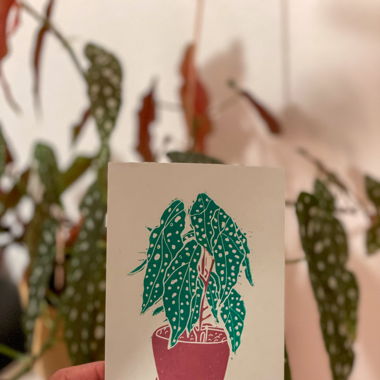 Lino print "Spots" - Begonia plant