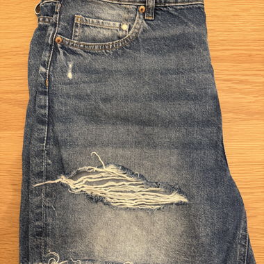 Destroyed-Look Denim Shorts