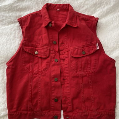 Vintagr Red Denim Vest