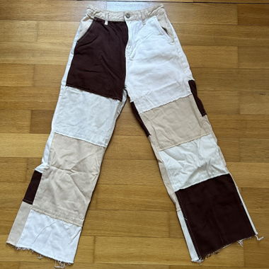 Pantaloni patchwork a blocchi di colore