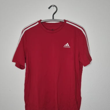 Adidas T‑Shirt 3‑Stripe classica rossa con logo Sportswear Athletic Tee