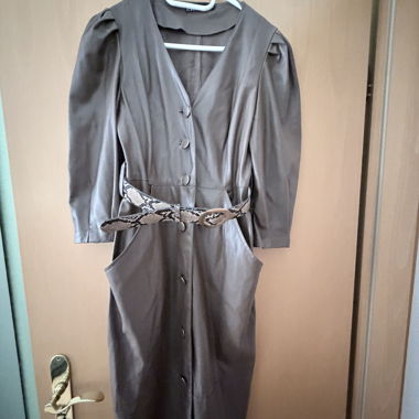 Brown faux leather dress