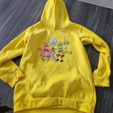 Felpa con cappuccio Spongebob gialla taglia 160