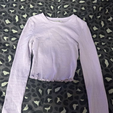 Lilac Long-Sleeve Ribbed Top