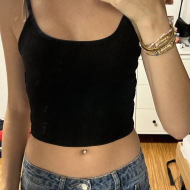 Crop-top côtelé noir