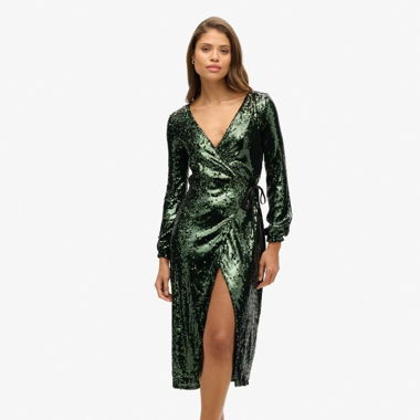 NEU S/38 Sequin Wrap Maxi Dress - Superdry