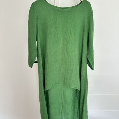 Robe longue en lin d'été asymétrique verte XL