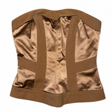 TOPSTUDIO Brown Satin Corset Top