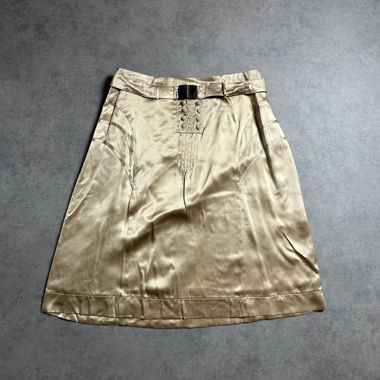 Gold Satin Midi Skirt