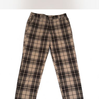 Pantaloni ampi a quadri marrone e beige