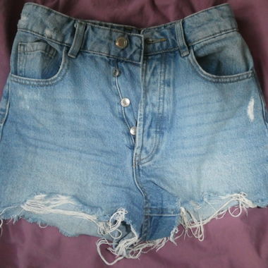 Fringed Denim Jean Shorts