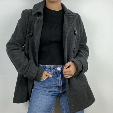 Cappotto invernale corto grigio Zara Basic taglia S