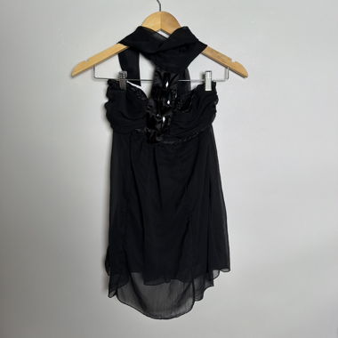 Schwarzes transparentes Hängerchen-Oberteil