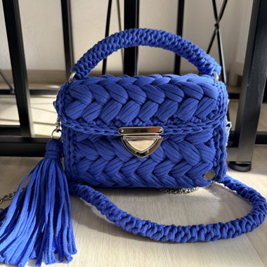 Handgemachte Royal-Blau Häkel-Tasche