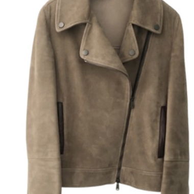 Giacca BIKER in suede beige di Brunello Cucinelli