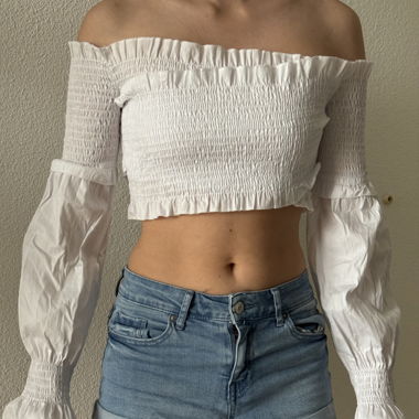 Weisses Off-Shoulder Crop Top