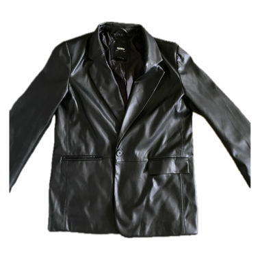 black faux leather blazer
