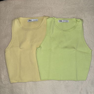ZARA ribbed crop tops yellow & neon green M