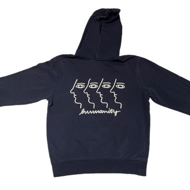 Sweat à capuche sombre avec imprimé "Humanity"