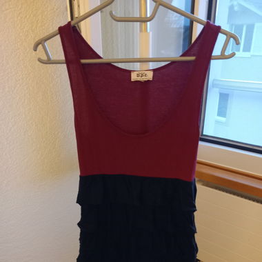 Purple, black dress