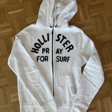 Felpa con zip bianca Hollister