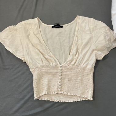 Cremefarbenes Crop-Top