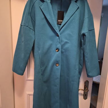 Cappotto turchese Santini, Made in Italy