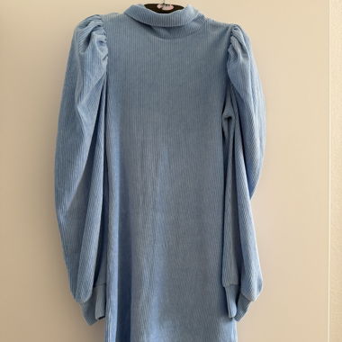 Light Blue Ribbed Velvet Dress