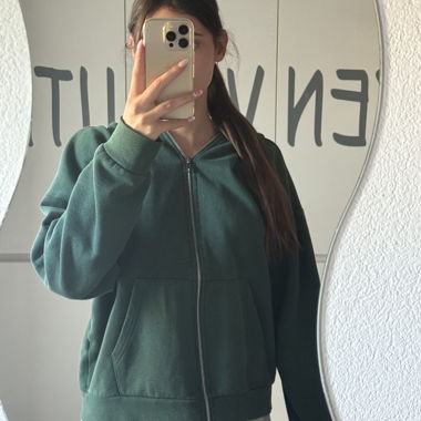 Veste à capuche zippée verte
