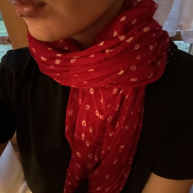 Red patterned scarf
