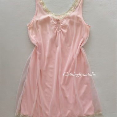 Frenchmaid Pink Nightdress in Nylon Taglia M