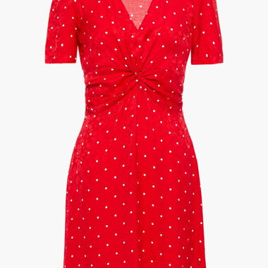 Maje Red Polka Dot Twist-Front Dress