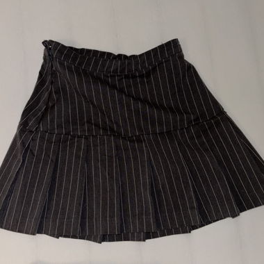Black Pleated Skirt with Pinstripes