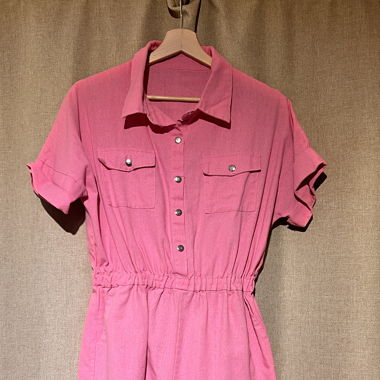 Vintage Leinen Overall Pink