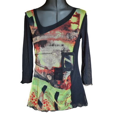 Abstract print blouse mesh 3/4 sleeves by DPM 