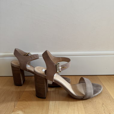 Dune block heel ankle strap sandals