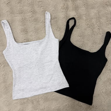 Lot de 2 débardeurs basiques noir & gris