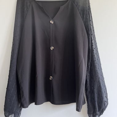 Black Blouse with Voile Sleeves