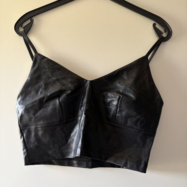 Black cropped leather top