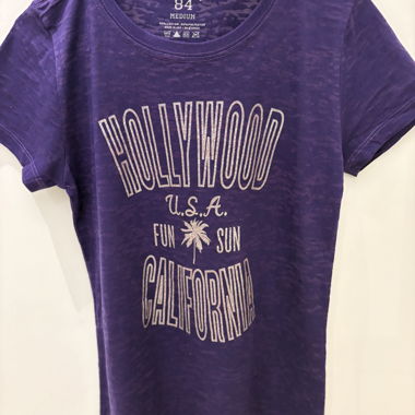 T-shirt viola Hollywood Californie BLUE 84