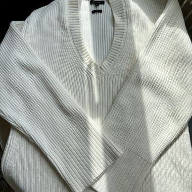 Pull en maille blanc Massimo Dutti