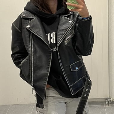 oversized (fake)Leather Jacket 