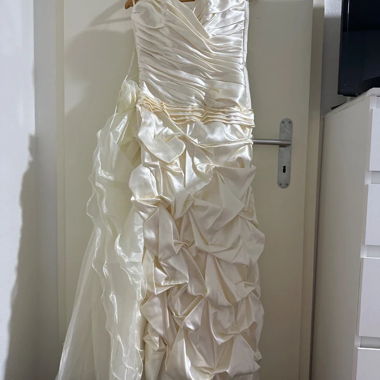 Ivory satin wedding dress