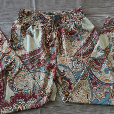 Pantalon ample wide leg léger - L - Ambiance rétro paisley