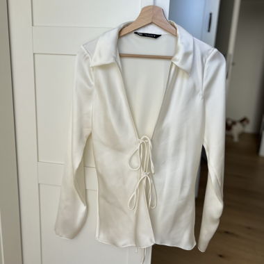 ZARA Satin Blouse with Tie Ribbon
