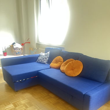 Canapé d’angle droit bleu 