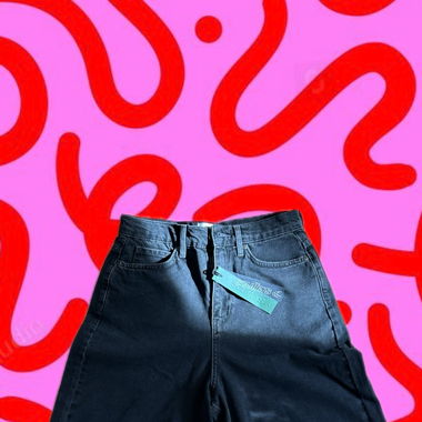 BLACK JORTS WITH RED STAR ACCENT