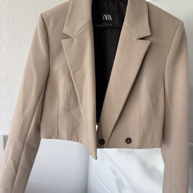 Zara Beige Blazer Skirt Set