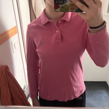 Polo rosa a maniche lunghe