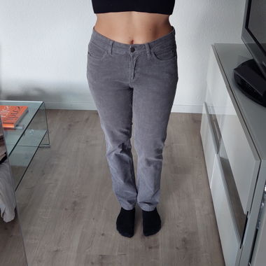 Pantalon gris velours côtelé  // L